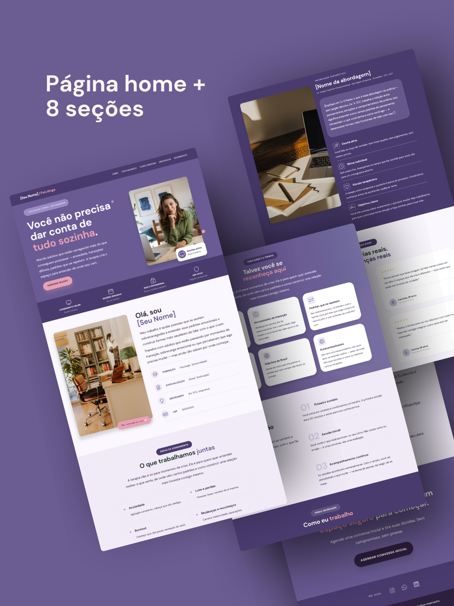 Template Lavanda — home e seções