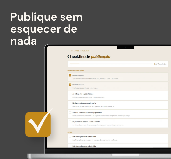 Publique sem esquecer de nada