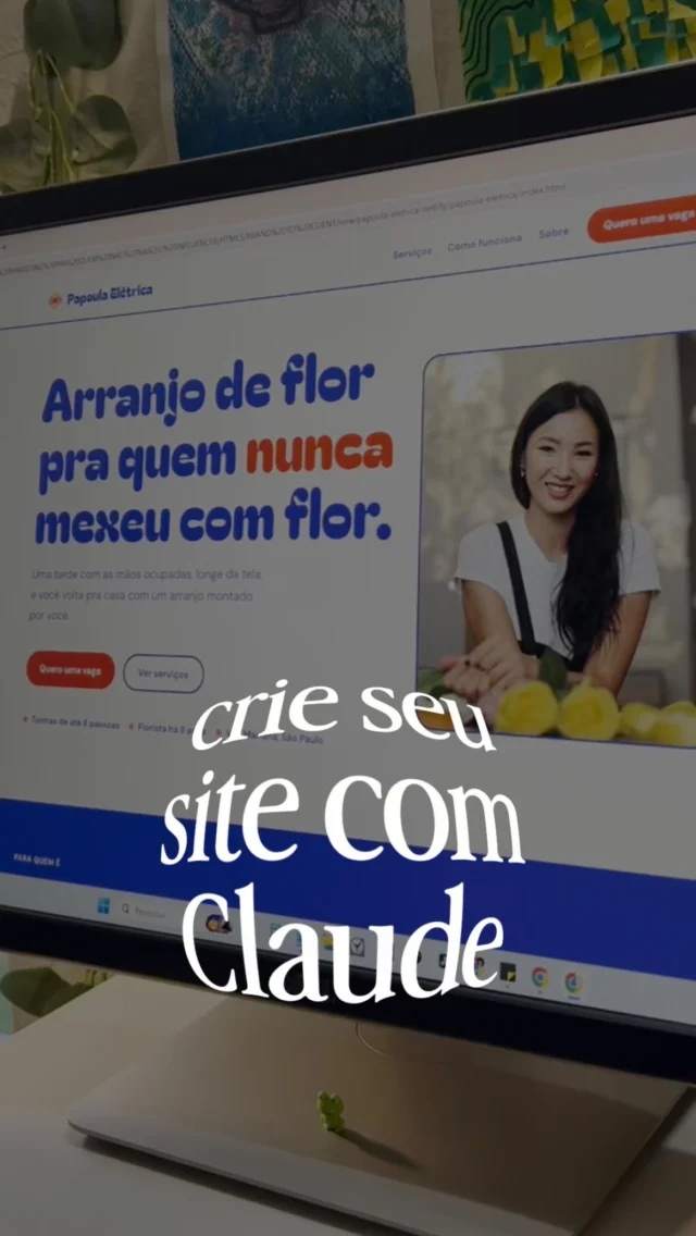 esse prompt monta a página do seu site numa conversa no claude. você responde perguntas sobre o seu trabalho e ele entrega a página pronta, com a identidade visual da sua marca: explicando o que você faz, pra quem, como funciona, quanto custa e um botão que leva direto pro seu whatsapp, com a primeira mensagem já escrita.

dá pra colocar sua página no ar de graça. e se quiser mudar alguma coisa, é só pedir na mesma conversa.

comenta CLIENTE aqui que eu mando o prompt no direct.